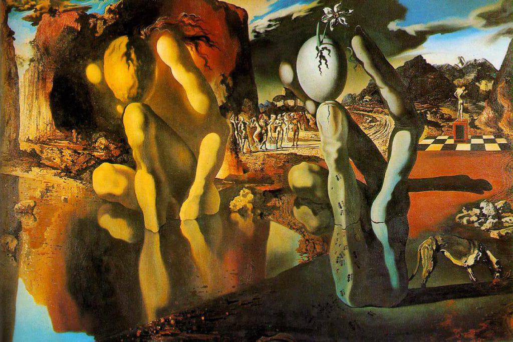Surrealistic painting of Salvador Dali, Metamorphosis of Narcissus, 1936-1937