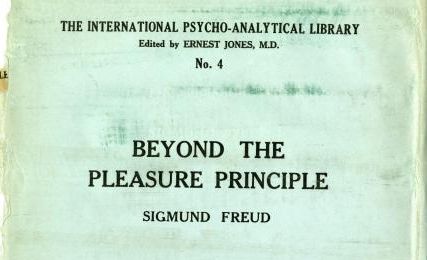 The picture shows one of the first editions of Freuds paper "Beyond the Pleasure Principle". In this book Freud acknowledged the existence of destructive drive in the human psyche, he called "death instinct" ot "Thanatos" 