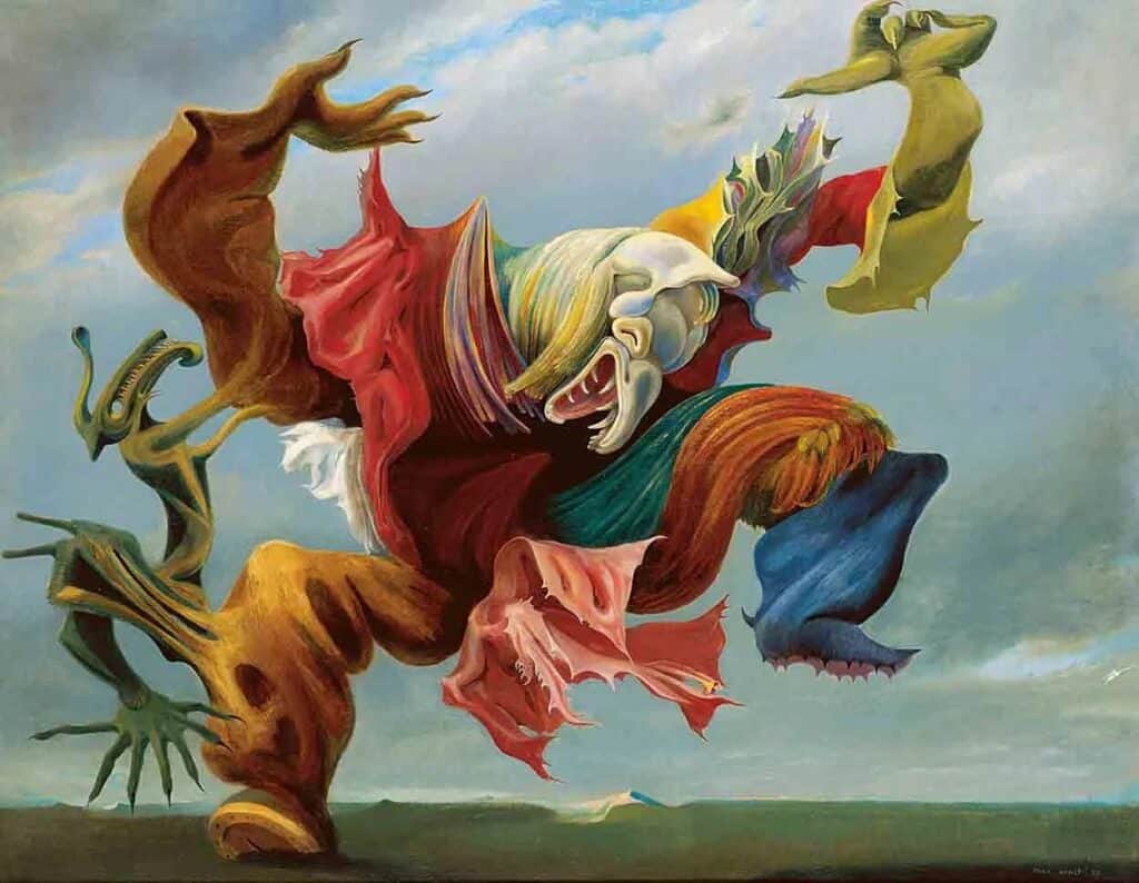 Schizophrenia. Max Ernst, German surrealist. The painting "The Triumph of Surrealism" from 1937 shows a phantasy anthropomorphous figure, like those appearing in dreams