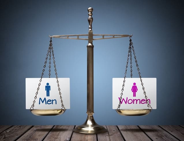 Collusions in couple relationships. A scale showing a balance between man and women