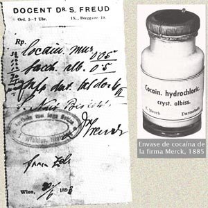 Freud's studies on cocaine. Prescription for cocaine by Freud