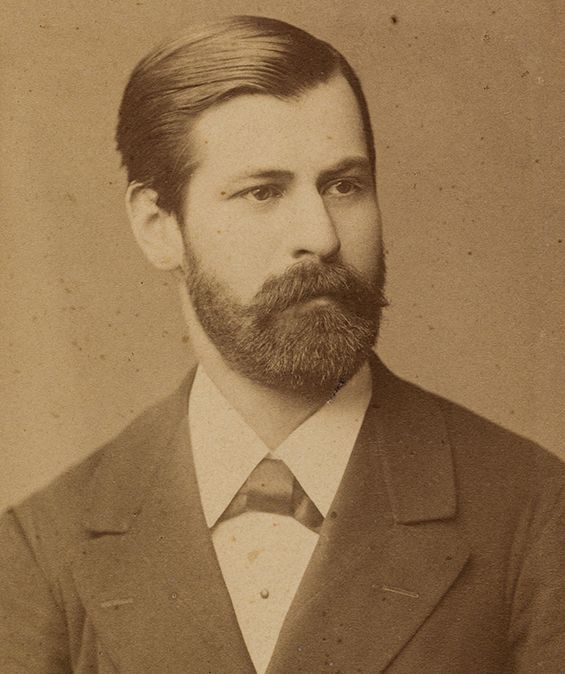 Freud's Studies on Cocaine. A sepia coloured picture showing Sigmund Freud in his 29ties