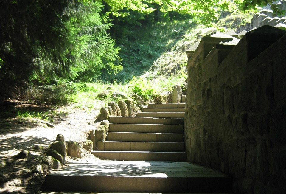 Overcoming addiction. Stairs symbolizing the beginning of getting abstinent