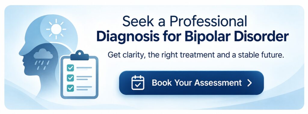 Graphic: seek a professional for diagnosis of bipolar disorder