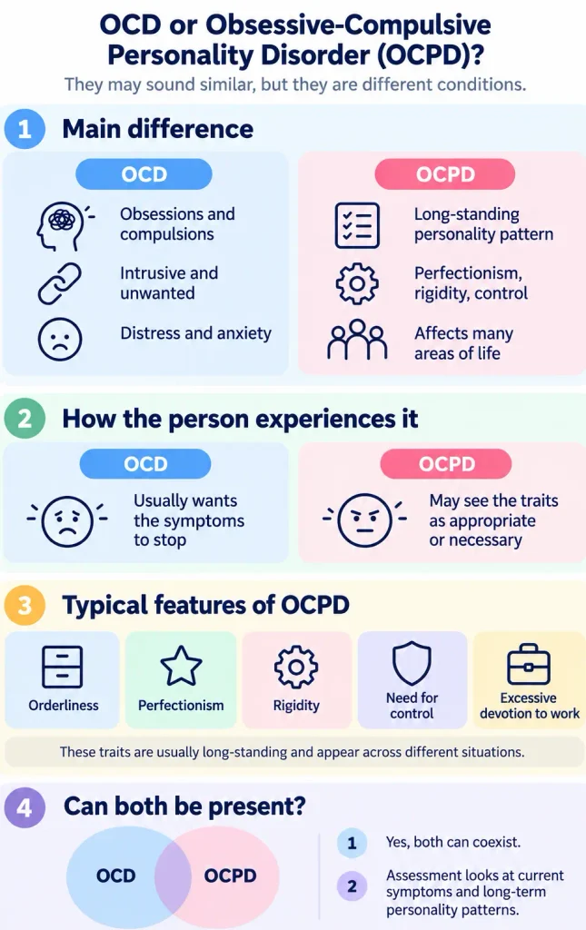 Differences between OCD compulsions and obsessive-compulsive personality traits involving perfectionism, rigidity and control